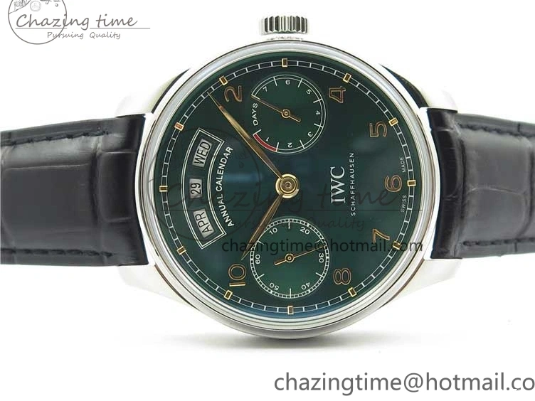 MIROTIME 0212 Portuguese Real PR Real Annual Calendar IW503510 ZF 1:1 Best Edition Green Dial on Black Leather Strap A QuickDry 7097